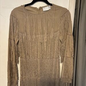 ASOS Tan Fringe Maxi Dress